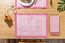Load image into Gallery viewer, Pink block printed place mats - set of 4