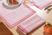 Load image into Gallery viewer, Pink block printed place mats - set of 4