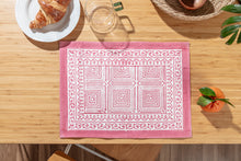 Load image into Gallery viewer, Pink block printed place mats - set of 4
