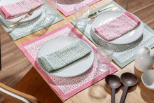 Load image into Gallery viewer, Pink block printed place mats - set of 4