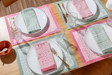 Load image into Gallery viewer, Pink block printed napkins - set of 4