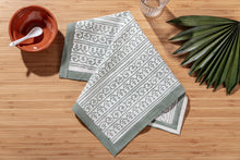 Load image into Gallery viewer, Sage green block printed napkins - set of 4