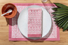 Load image into Gallery viewer, Pink block printed napkins - set of 4