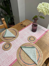 Load image into Gallery viewer, Pink and green jute place mats - set of 4