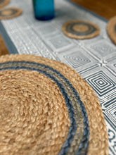 Load image into Gallery viewer, Blue and grey jute place mats - set of 4