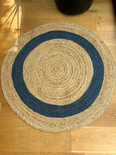 Load image into Gallery viewer, Blue Jute round rug