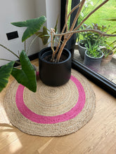 Load image into Gallery viewer, Pink Jute round rug