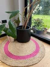 Load image into Gallery viewer, Pink Jute round rug