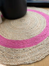 Load image into Gallery viewer, Pink Jute round rug