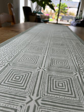 Load image into Gallery viewer, Sage Green Geo block printed table runner
