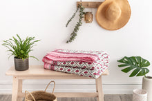 Load image into Gallery viewer, King Size Pink Quilt folded on a bench
