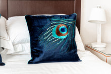 Load image into Gallery viewer, Velvet peacock cushion
