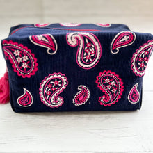 Load image into Gallery viewer, Blue cord paisley large wash bag
