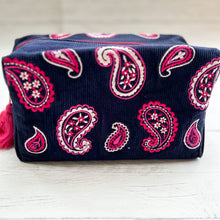 Load image into Gallery viewer, Blue cord paisley large wash bag