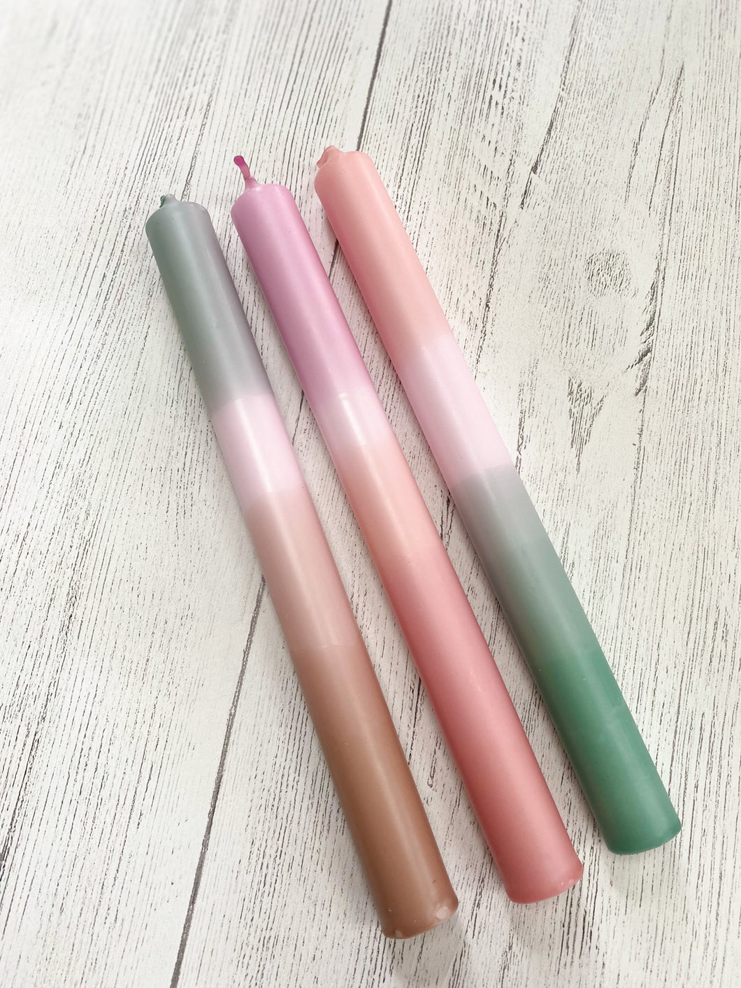 Set of 3 candles (pinks and greens)