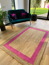 Load image into Gallery viewer, jute rug with pink border
