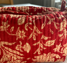 Load image into Gallery viewer, Block printed make up bag - Red and Taupe
