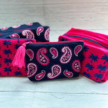 Load image into Gallery viewer, Blue cord paisley large wash bag