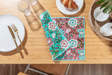 Load image into Gallery viewer, Double sided flower block printed place mats - set of 4
