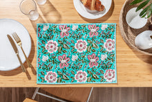 Load image into Gallery viewer, Double sided flower block printed place mats - set of 4
