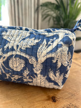 Load image into Gallery viewer, Block printed make up bag - blue and white
