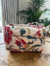 Load image into Gallery viewer, Block printed make up bag - birds and flowers
