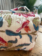 Load image into Gallery viewer, Block printed make up bag - birds and flowers
