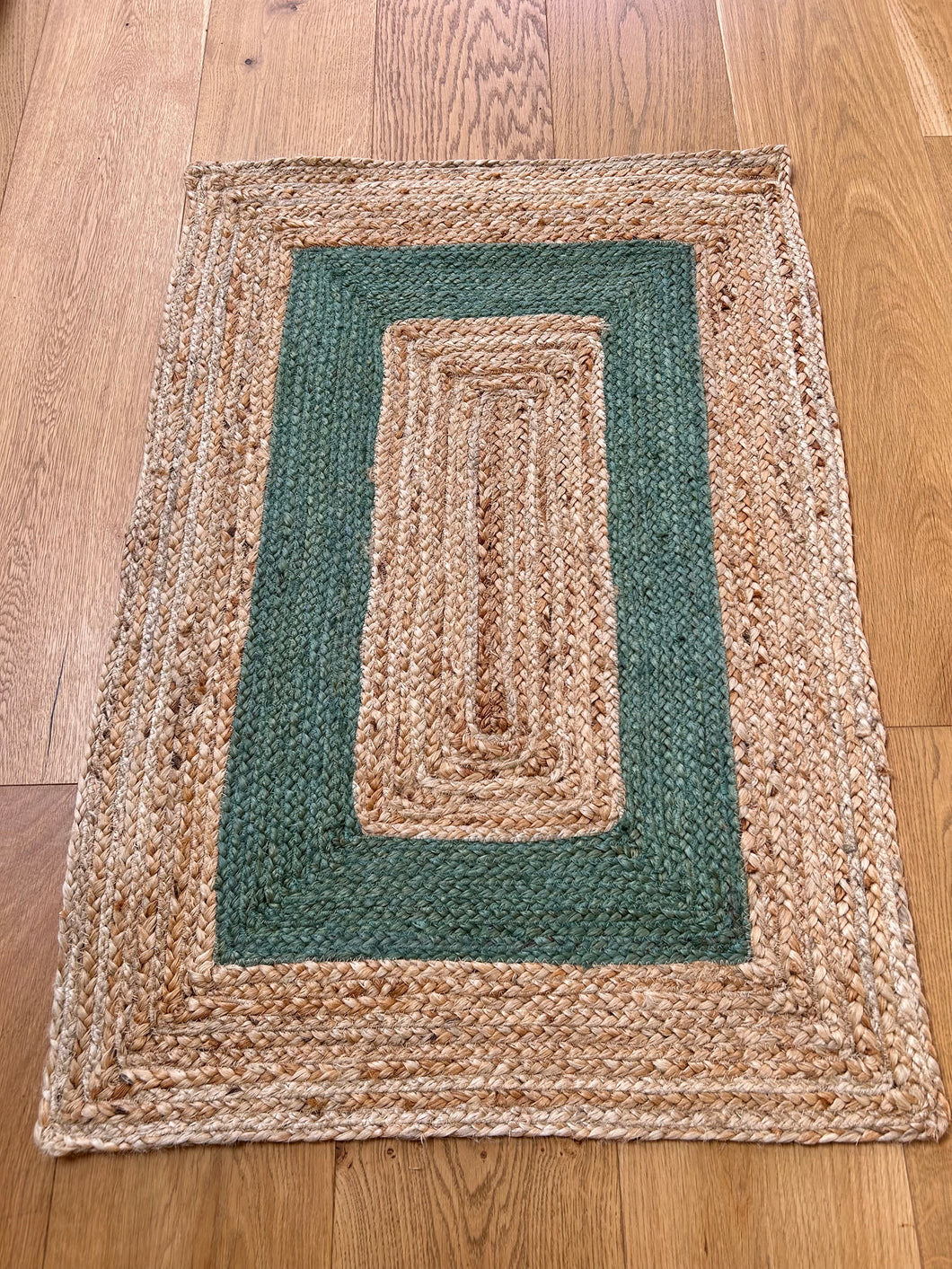 Green Jute small rectangular rug