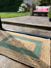 Load image into Gallery viewer, Green Jute small rectangular rug
