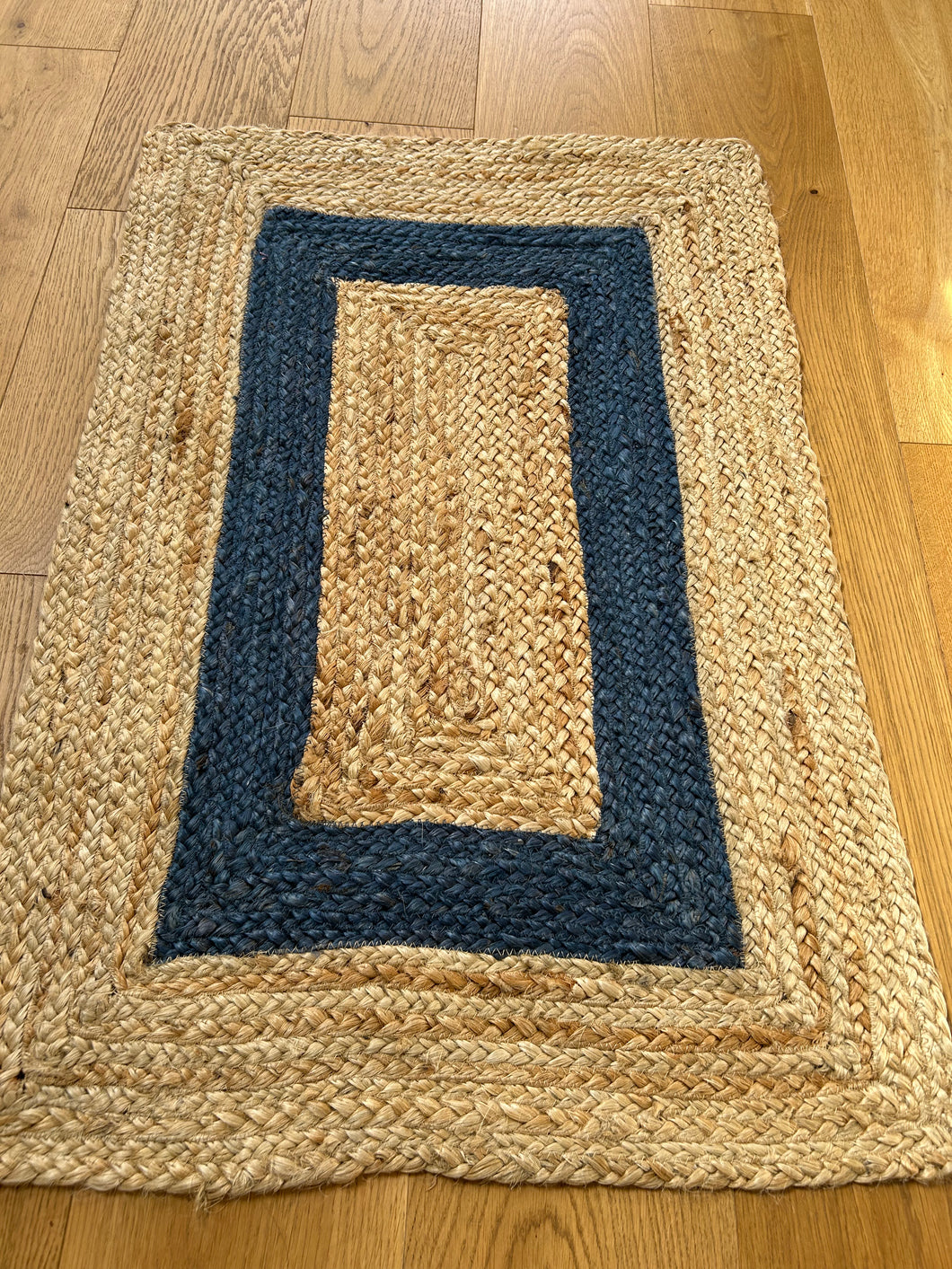 Blue Jute small rectangular rug