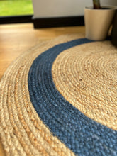 Load image into Gallery viewer, Blue Jute round rug
