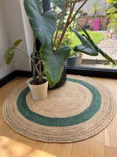 Load image into Gallery viewer, Green Jute round rug
