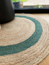 Load image into Gallery viewer, Green Jute round rug
