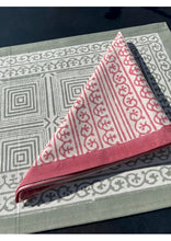 Load image into Gallery viewer, Pink block printed napkins - set of 4
