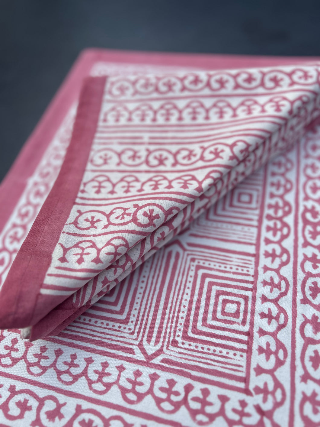 Pink block printed napkins - set of 4