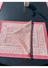 Load image into Gallery viewer, Pink block printed place mats - set of 4

