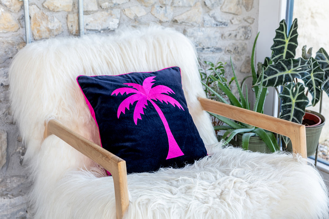 Velvet palm tree cushion
