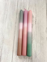 Load image into Gallery viewer, Set of 3 candles (pinks and greens)
