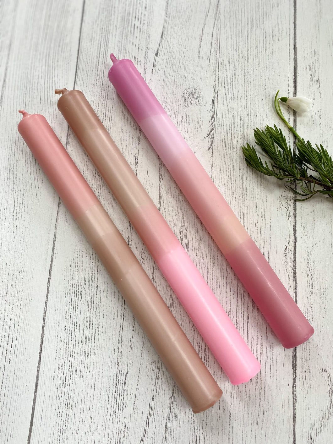 Set of 3 candles (chocolate and pink)