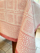 Load image into Gallery viewer, Pink block printed table cloth
