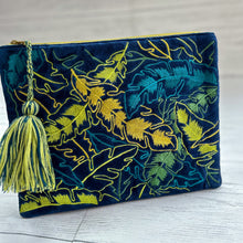 Load image into Gallery viewer, velvet bag with embroidered leaves
